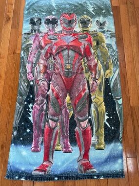 Vintage Power Rangers Beach Towel Large Character Graphic Kids Bath Pool 51x26